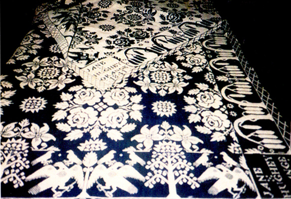 Coverlet woven for Jane Hughey, Orange, NY, 1841