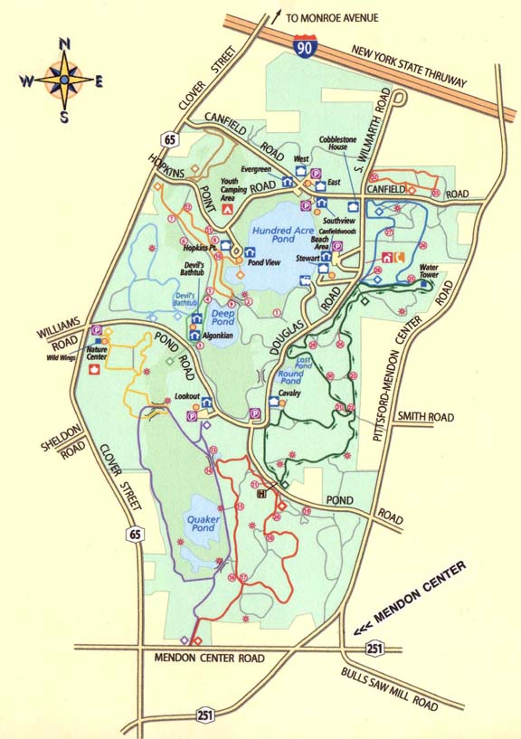 Map of Mendon Ponds Park