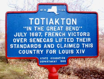 New York State Historical Marker 
placed at the Totiakton site in 1936. Photo by John G. Sheret.